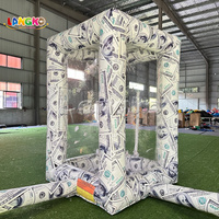 Cabine gonflable personnalisée en forme de dollar américain pour attraper l'argent, cube attrape-argent gonflable résistant au vent pour jeux publicitaires et événements festifs