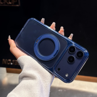 Casing HP Kristal Bening Grosir dengan Stand Putar 360 Derajat, Cincin Magnet, dan Pengisian Daya Nirkabel untuk iPhone 15 16 17 18p 18pm