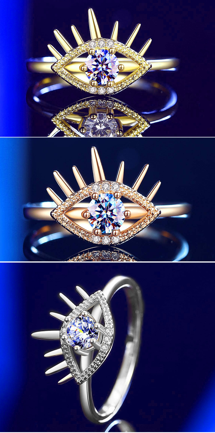 Jóias de jóias de jóias de dedo no atacado CZ Custom Evil Eye Copper Ring Women 