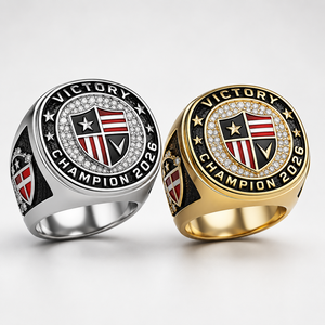Anello Personalizzato per <span class=keywords><strong>Campioni</strong></span> di Campionati Sportivi, Incisione Personalizzata dei Record di Vittoria, Anello con Mascotte della Squadra - Product Image 1