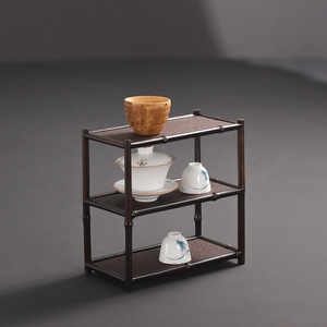 Mesa de té de bambú y ratán morado, armario multiusos, nuevo estante pequeño de estilo Zen chino para exhibir juegos de té y artículos antiguos. - Product Image 2