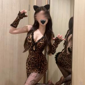 Bailing Lingerie <span class=keywords><strong>Sexy</strong></span>, Stampa Leopardata, Pizzo, Poliestere Dobby, Stile Gattino Selvaggio Obediente, Gonna a Vita Alta, Uniforme, Abito con Scollo a V Profondo - Product Image 1