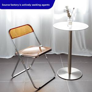 Nordic Style Transparent Acrylic <strong>Folding</strong> Backrest Dining <strong>Chair</strong> Modern Design Ins Style Coffee Shop Hotel Stool - Product Image 3