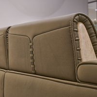 Canapé modulaire moderne de qualité supérieure, de taille moyenne, 3 places, en cuir véritable épais beige, pour salon