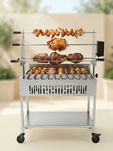 Parrilla Tradicional Griega Souvla de Acero Inoxidable, Barbacoa Cipriota Foukou a Carbón con Brochetas Giratorias Automáticas de Múltiples Niveles - Product Image 2