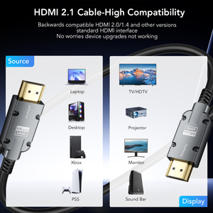 Cable HDMI de Fibra Óptica SYONG 8K, 48Gbps, Cable HDMI 2.1 Largo, 8K60Hz, 4K120Hz Ultra HD <span class=keywords><strong>HDR</strong></span> para PS5 4 3/<span class=keywords><strong>Xbox</strong></span>/TV/Monitor/Laptop 5M 10M - Product Image 6