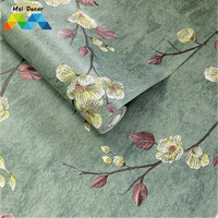 MOI Moderne Floral Design PVC Auto-Adhésif Imperméable Papier Peint pour Appartement Salon Chambre Hôtel Salle de Divertissement