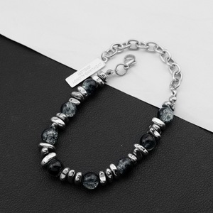 Hot Selling Simple Retro Design Hematite <b>Beaded</b> <b>Bracelet</b> Titanium Steel Temperamental Women's <b>Bracelets</b> Trendy Jewelry Wholesale - Product Image 4