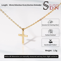 Klassieke eenvoudige damesketting 925 zilveren sieraden verguld kruis verstelbaar dagelijks gebruik Valentijnsdag verjaardag sieraden cadeau