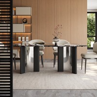 Table à manger rectangulaire moderne en marbre, fabriquée en Chine, pour salle à manger, mobilier de salle à manger