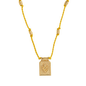 Kalung liontin kartu <span class=keywords><strong>Tarot</strong></span> berlapis emas terlaris tali berwarna sederhana modis rantai manik keberuntungan berbentuk hati dipertahankan - Product Image 5