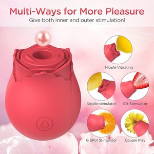 Vibrador de succión automático en forma de rosa para parejas, juguete sexual con alimentación USB con estimulador de clítoris y vibrador de clítoris para lamer la lengua - Product Image 4