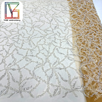 Tissu en maille à sequins africains perlés, dentelle et perles, pour robes de soirée et robes françaises, très demandé