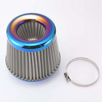 Filtro de Aire para Motor de Acero Inoxidable EPMAN, 3 Pulgadas, Redondo, Cónico, Universal, Kit de Admisión de Aire Frío, Filtro de Cono, Color Azul Quemado, EPAF76NEO
