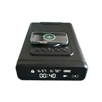 Coffre-fort pour armes à feu avec tiroir à ouverture automatique, rechargeable par USB, affichage LED, chargement de téléphone, 4 modes de déverrouillage (empreinte digitale, mot de passe, clé, Bluetooth), pour bureau