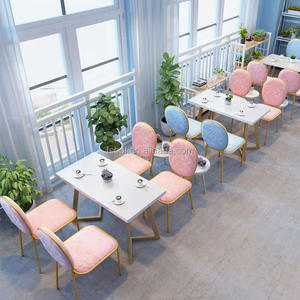 Thiết Kế Sang Trọng Nhà Hàng Bàn Và Vàng Nhung Ghế Ăn Màu Hồng Nhung Ghế Cho Quán Cà Phê Và Cửa Hàng Thức Ăn Nhanh - Product Image 2