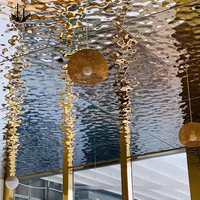 Tôle décorative en acier inoxydable 304 avec revêtement PVD couleur, motif vague d'eau, pour plafond et mur, disponible en plusieurs couleurs pour salon
