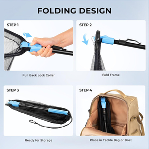 Épuisette télescopique en aluminium extensible pour la pêche en kayak, en bateau et sur le rivage - Product Image 6