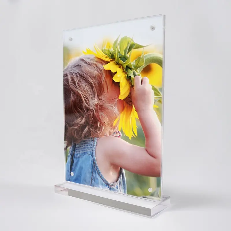8X10 6X8 4X6 Inches A4 A5 A6 Gift Photo Frame Transparent Double Sides Acrylic Magnetic Pictures Photo Display Frames with base