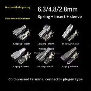 Bornes mâles isolées de type fourche 2,8/4,8/6,3 mm avec boîtier de connexion - Ensemble de bornes à languette en cuivre pur pressées à froid - Product Image 3