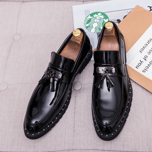Zapatos de vestir de punta estrecha Vintage para hombre, temporada de primavera/verano/otoño, cierre deslizante, <span class=keywords><strong>charol</strong></span> de moda para fiestas - Product Image 3