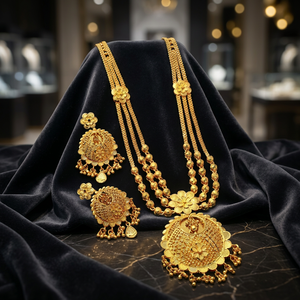 Wholesale 14K 18K 24K Micron Gold Filled Forming Long Necklaces Set Fashion Necklaces Traditional Floral Design Long Jewelry Set - Product Image 1