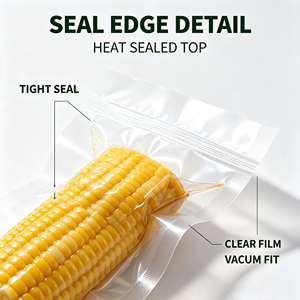 Sachet sous vide de qualité alimentaire, scellé sur 3 côtés, transparent, imprimé en héliogravure, emballage jetable pour maïs et aliments - Product Image 4