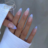 Ongles artificiels simples à effet d'ondulation d'eau, réutilisables, pour un usage quotidien