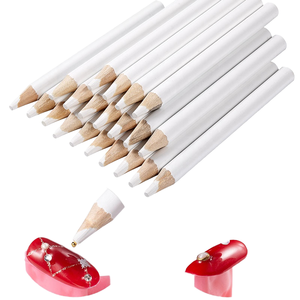 Set di 10 Penne Bianche per Unghie con Strumenti per Applicare Strass e Cristalli, Decorazioni per Manicure Fai-da-Te, Penna per Cera con Manico in Legno - Product Image 4