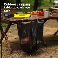 Support pliable pour sac poubelle de camping en acier inoxydable, accessoire pour pique-nique et barbecue en plein air