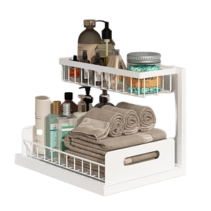 WIREKING - Organizador <span class=keywords><strong>de</strong></span> Fregadero <span class=keywords><strong>de</strong></span> 2 Niveles con Cajón <span class=keywords><strong>de</strong></span> Almacenamiento Metálico para Utensilios del Hogar, <span class=keywords><strong>Cocina</strong></span> y Baño - Product Image 1