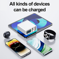Chargeur mural pour usage mondial, station de charge multi-ports 6 ports avec écran d'affichage numérique LED 40W pour plusieurs téléphones mobiles OEM