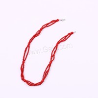 Collier en corail naturel fait à la main, collier en corail rouge à 3 brins
