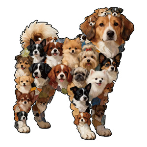 Wacocetoy Rompecabezas de madera con forma de cachorro, rompecabezas de dificultad para adultos, diseño gráfico personalizable, rompecabezas plano para adolescentes - Product Image 1