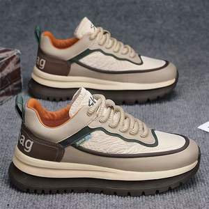 Thick-soled Lace-up Travel Men's <b>Shoes</b> Winter Black Waterproof Stretch Fabric <b>Work</b> <b>Safety</b> <b>Shoes</b> Running Anti-slip Spring Autumn - Product Image 4