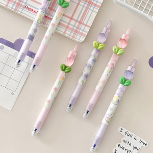 Niedlicher Cartoon-Radierstift mit Einziehfunktion, 0,5mm Blau-Tinte, Tulpen-Ornament und Weichem Griff für Schule und Büro - Product Image 4