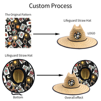 Chapeau de paille de sauveteur d'été en gros, impression personnalisée sous le chapeau, logo de surf de plage américain, sombrero