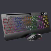 En stock, disposition britannique, clavier sans fil Bluetooth rechargeable avec rétroéclairage RVB, 109 touches, clavier et souris pour ordinateur