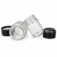 Bocaux en verre résistants aux enfants KDG pour le stockage des herbes, 3,5 g, 7 g, 14 g, avec couvercle CR noir mat, étiquettes personnalisées pour les bocaux à fleurs séchées