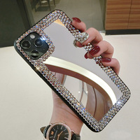 Coque de téléphone de luxe avec miroir de maquillage et diamants pour iPhone 13 Pro Max 12 11 Pro Max