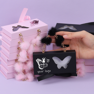 Nhãn tư nhân lông mi gói hộp với logo tùy chỉnh bướm lông mi màu hồng bao bì vuông Mink Lash hộp - Product Image 2