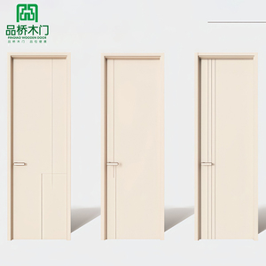 باب خشبي مخصص بتصميم بسيط للمداخل الداخلية للفلل والشقق، مقاوم للماء وعازل للصوت ومطلي - Product Image 3