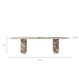 โต๊ะอาหารรูปวงรี Kumusi Furniture รุ่น <span class=keywords><strong>Aldo</strong></span> Calacatta Viola พร้อมฐานลายร่องครึ่งวงกลม - Product Image 4