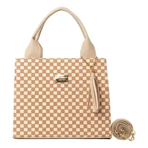 Sac à main pour femme Fana Alejandra M3749, grande capacité, sac fourre-tout décontracté, motif rayé beige, deux poignées, pour les occasions spéciales - Product Image 3