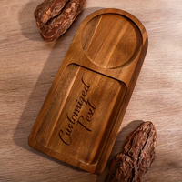 Plateau à thé en bois personnalisé gravé au laser pour un petit-déjeuner japonais, plateau en bois avec 2 sous-verres