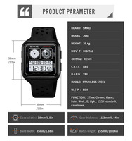 Montre numérique pour homme SKMEI 2688 avec chronographe, étanche, autonomie de 2 ans, bracelet en plastique, montre de sport