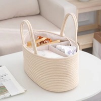 Panier de rangement portable en corde de lin et coton naturel tressé pour couches de bébé et jouets, avec compartiments amovibles pour produits pour nourrissons