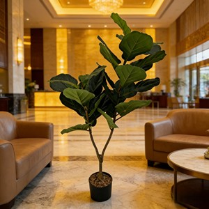 ต้นไม้ประดิษฐ์สีเขียวในกระถางพร้อมของตกแต่งใบต้นไทรสำหรับวางบนพื้นห้องนั่งเล่น - Product Image 6