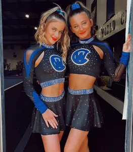 कस्टम प्रतियोगिता सभी स्टार लंबी आस्तीन की चीयरलीडिंग वर्दी में रफड़े स्कर्ट के साथ - Product Image 2