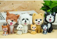 Sculpture de statue d'animal en résine artificielle personnalisée, modèle de tête de bobble de chiot mignon, décoration de la maison, ornements d'art, cadeaux souvenirs